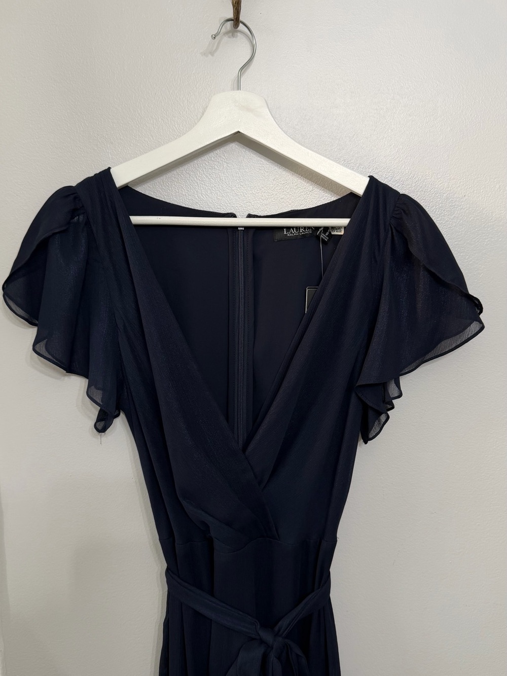 Lauren Ralph Lauren Ruffle Trim Metallic Chiffon Gown - Picture 5 of 8